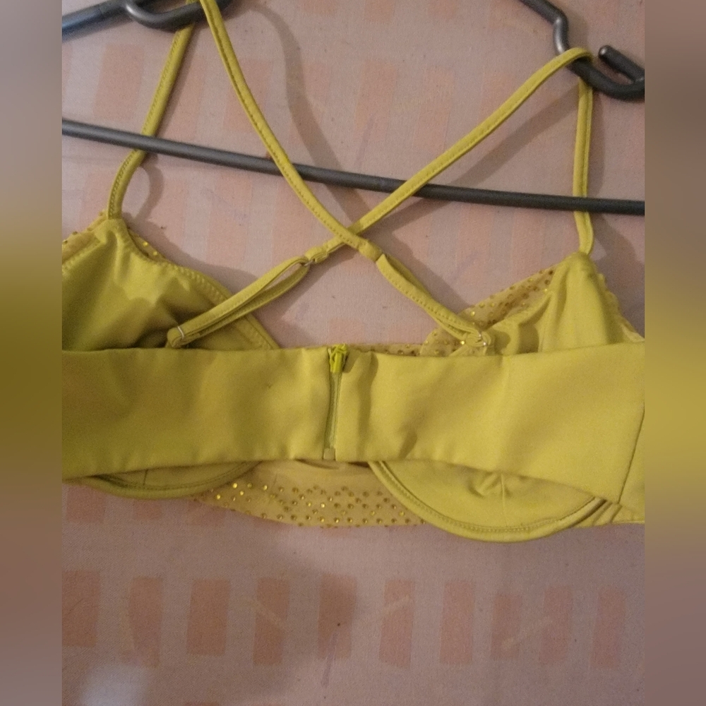 Oh Polly Cahuilla Hills Rhine Stone Mesh Bralet in Lime - Picture 5 of 9